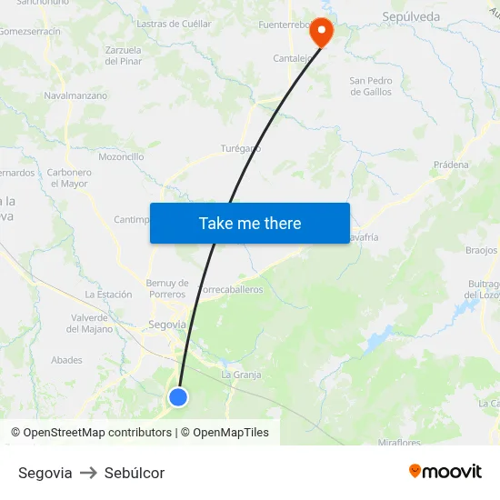Segovia to Sebúlcor map