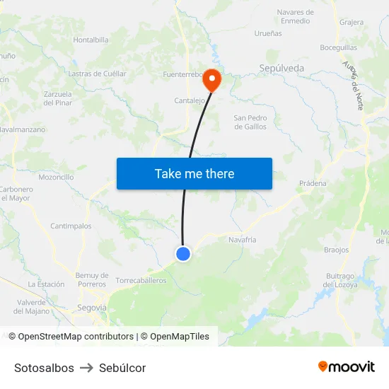 Sotosalbos to Sebúlcor map