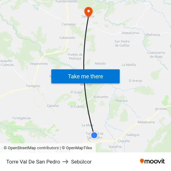 Torre Val De San Pedro to Sebúlcor map