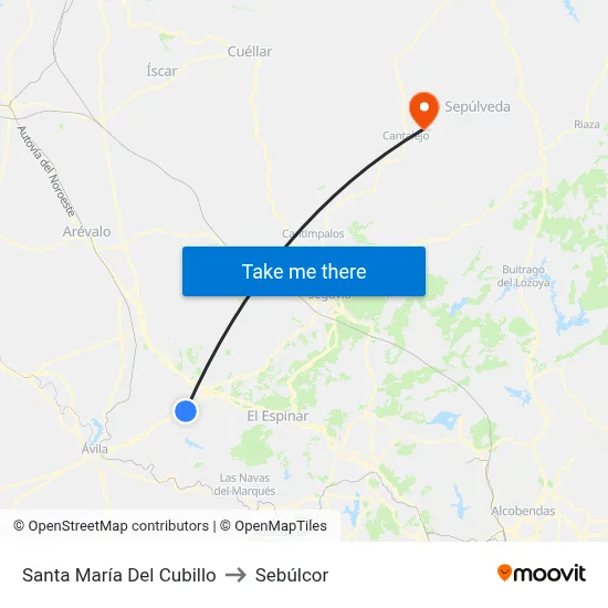 Santa María Del Cubillo to Sebúlcor map