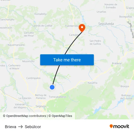 Brieva to Sebúlcor map
