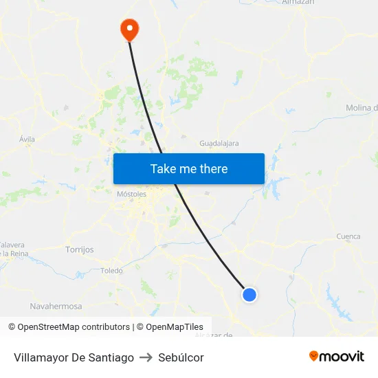 Villamayor De Santiago to Sebúlcor map