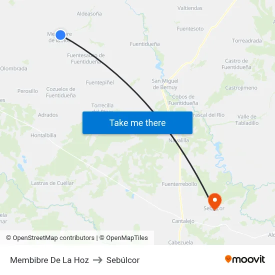 Membibre De La Hoz to Sebúlcor map