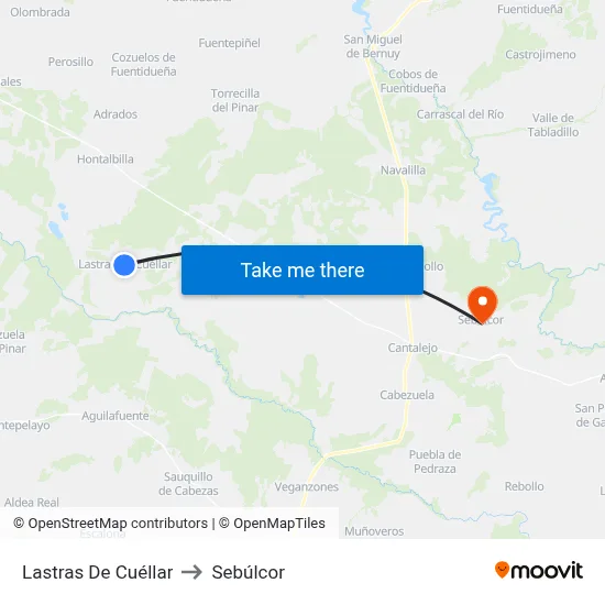 Lastras De Cuéllar to Sebúlcor map