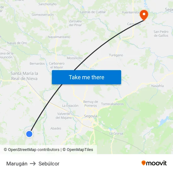 Marugán to Sebúlcor map