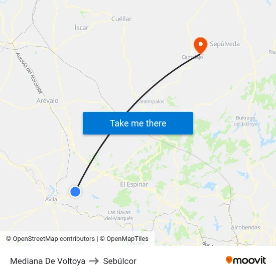 Mediana De Voltoya to Sebúlcor map