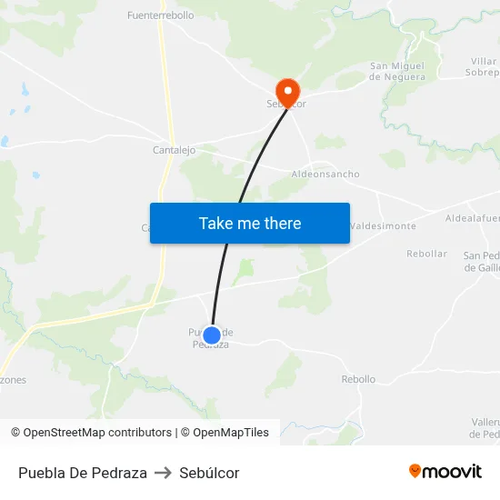 Puebla De Pedraza to Sebúlcor map