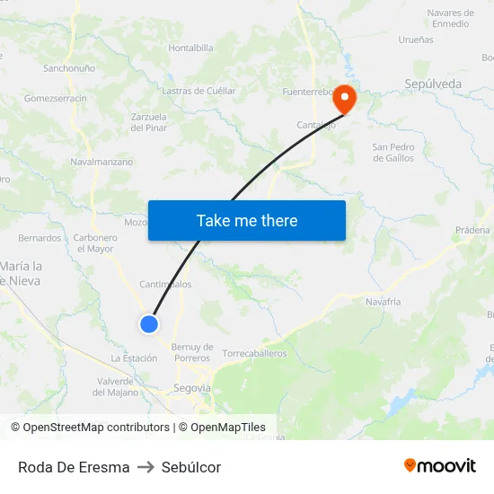Roda De Eresma to Sebúlcor map