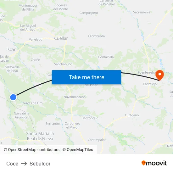 Coca to Sebúlcor map