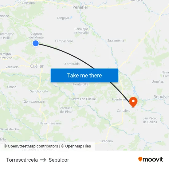 Torrescárcela to Sebúlcor map
