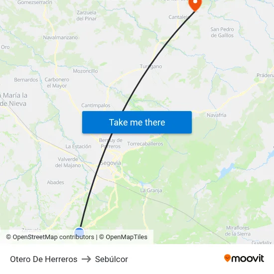 Otero De Herreros to Sebúlcor map