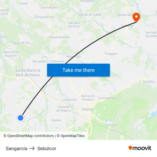 Sangarcía to Sebúlcor map