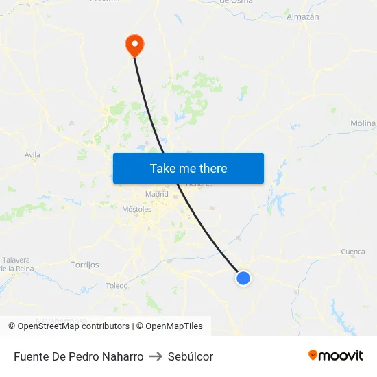 Fuente De Pedro Naharro to Sebúlcor map
