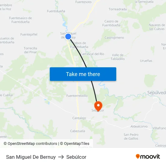 San Miguel De Bernuy to Sebúlcor map