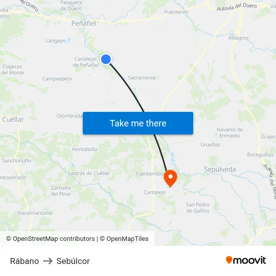 Rábano to Sebúlcor map