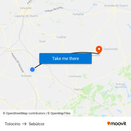 Tolocirio to Sebúlcor map