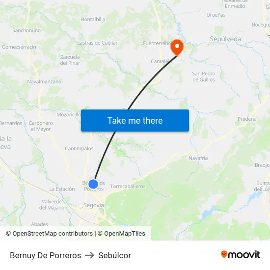 Bernuy De Porreros to Sebúlcor map