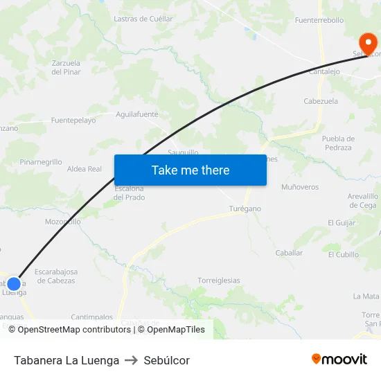 Tabanera La Luenga to Sebúlcor map