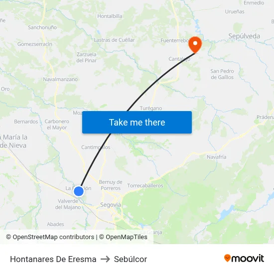 Hontanares De Eresma to Sebúlcor map