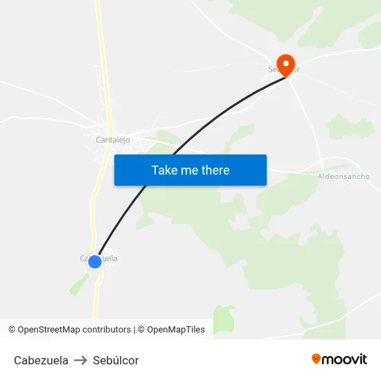 Cabezuela to Sebúlcor map