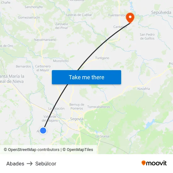 Abades to Sebúlcor map