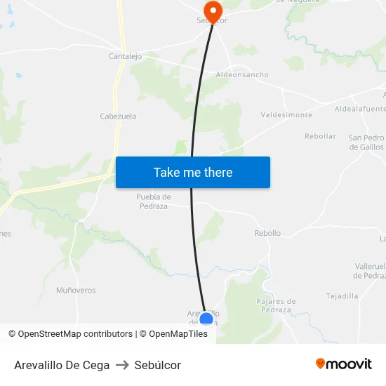 Arevalillo De Cega to Sebúlcor map