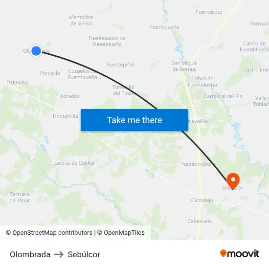 Olombrada to Sebúlcor map