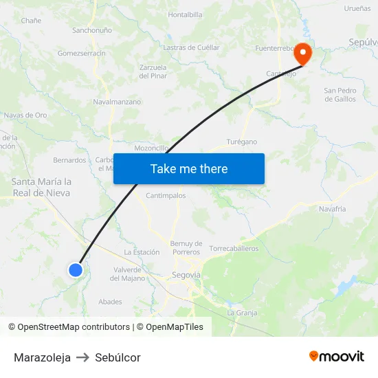 Marazoleja to Sebúlcor map