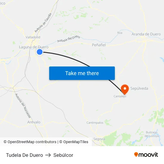 Tudela De Duero to Sebúlcor map