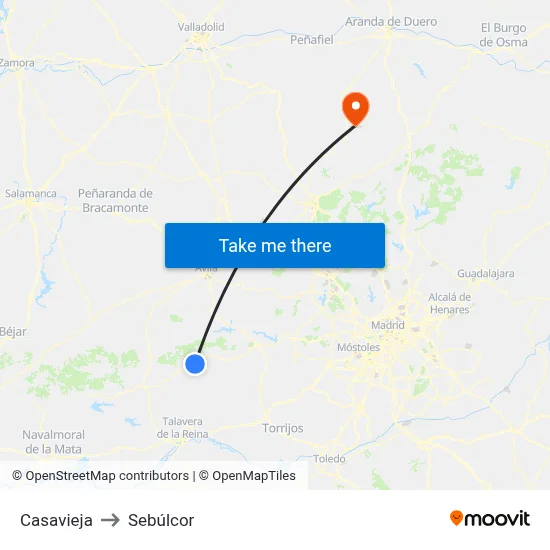 Casavieja to Sebúlcor map