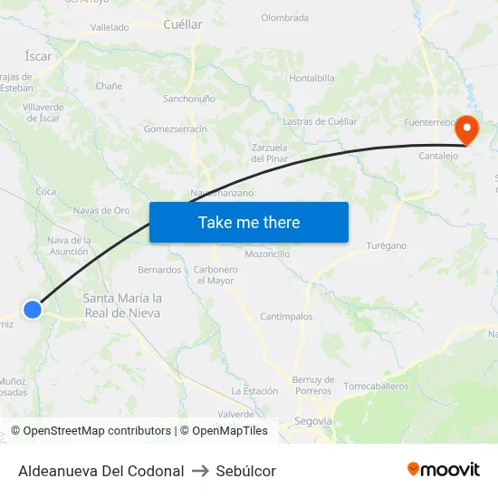 Aldeanueva Del Codonal to Sebúlcor map