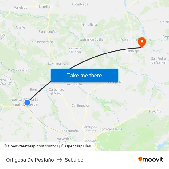 Ortigosa De Pestaño to Sebúlcor map