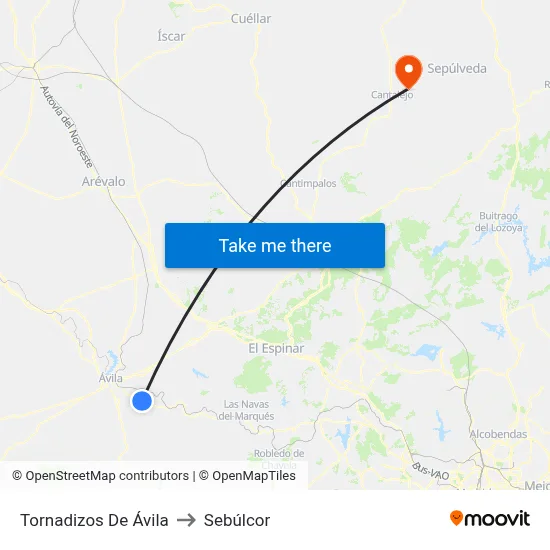 Tornadizos De Ávila to Sebúlcor map