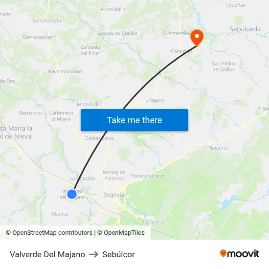 Valverde Del Majano to Sebúlcor map