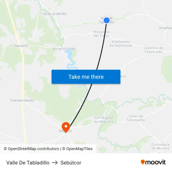 Valle De Tabladillo to Sebúlcor map