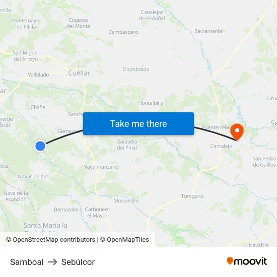 Samboal to Sebúlcor map
