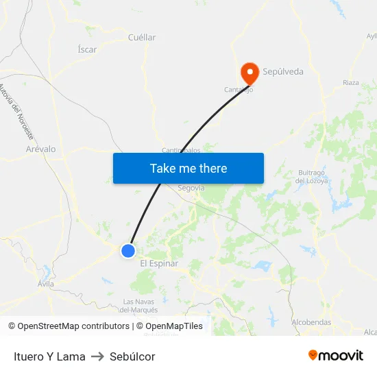 Ituero Y Lama to Sebúlcor map