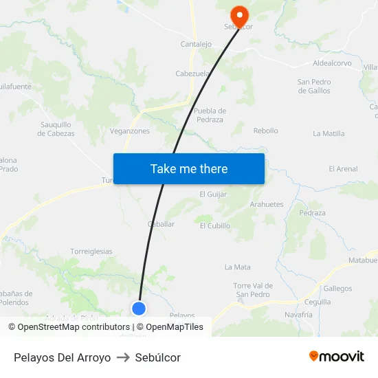 Pelayos Del Arroyo to Sebúlcor map