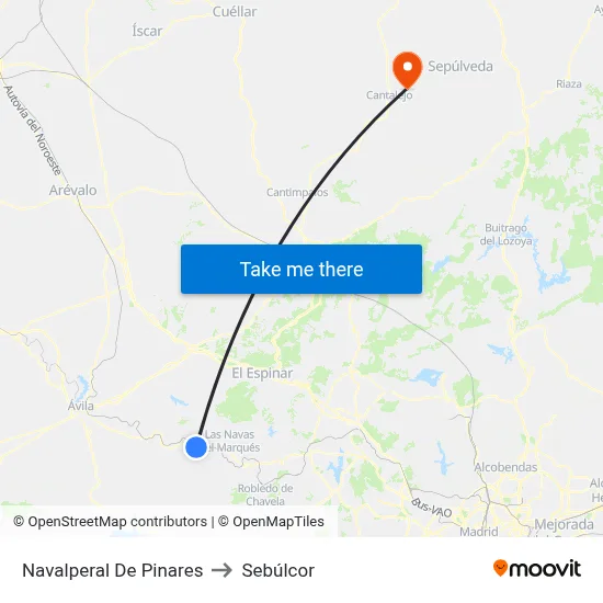 Navalperal De Pinares to Sebúlcor map