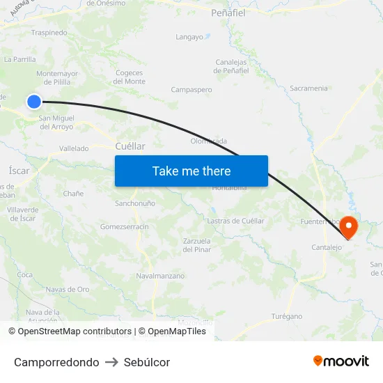 Camporredondo to Sebúlcor map