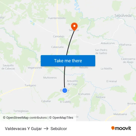 Valdevacas Y Guijar to Sebúlcor map