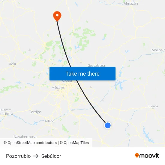 Pozorrubio to Sebúlcor map