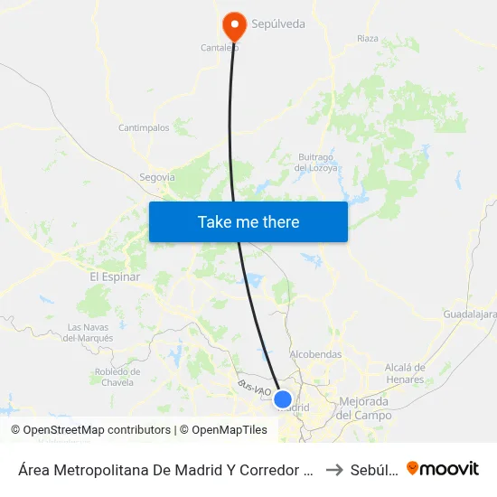 Área Metropolitana De Madrid Y Corredor Del Henares to Sebúlcor map