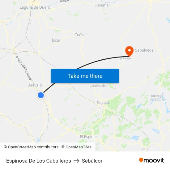 Espinosa De Los Caballeros to Sebúlcor map