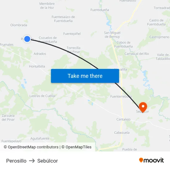 Perosillo to Sebúlcor map