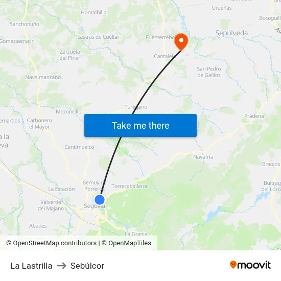 La Lastrilla to Sebúlcor map