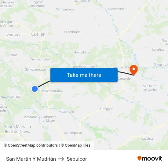 San Martín Y Mudrián to Sebúlcor map