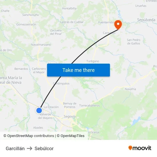 Garcillán to Sebúlcor map