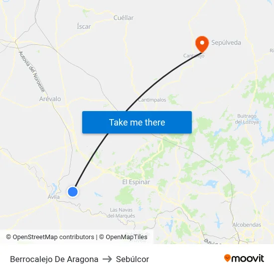 Berrocalejo De Aragona to Sebúlcor map