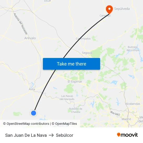 San Juan De La Nava to Sebúlcor map